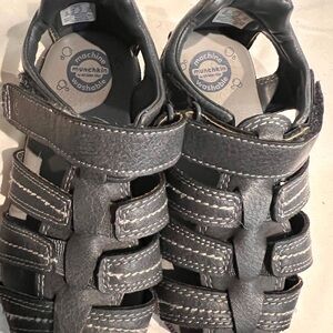 Munchkin by Stride Rite Leather Gray Toddler Decker Sandals, Size 9